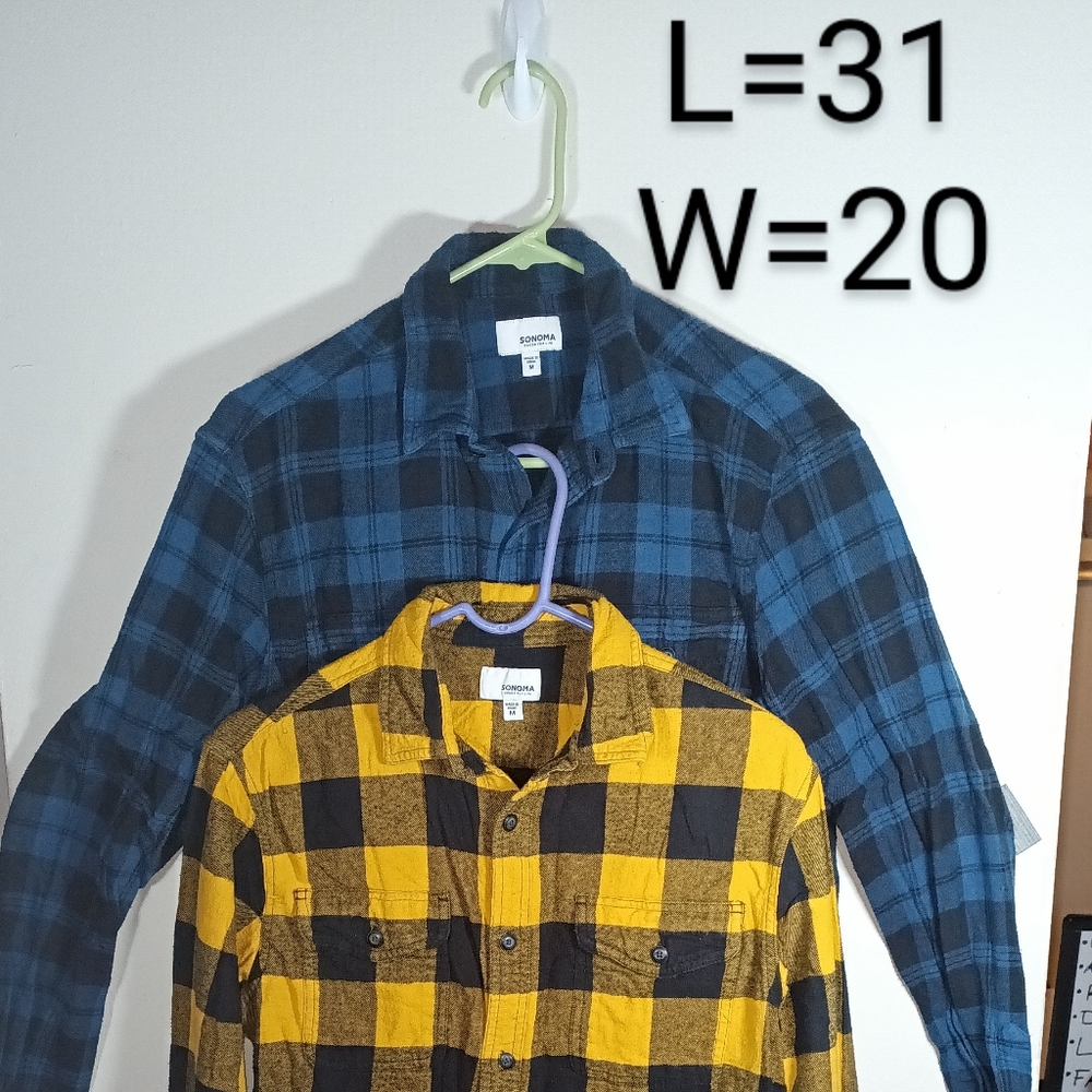 2 Sonoma Flannel Long Sleeves Button Up Shirt Men Size Medium